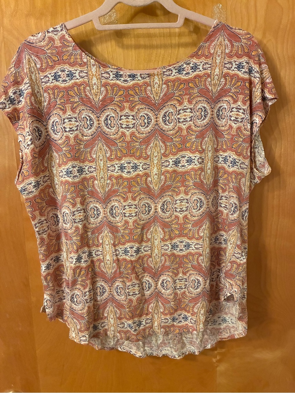 Bohemian Paisley Print Women's Top - Rust Cream Sz xL
